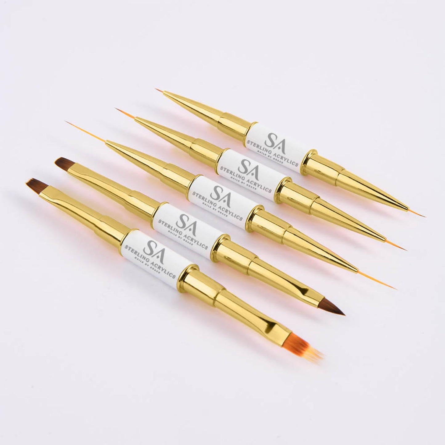 5 PCS Double-Sided Liner Brush and 3D Art Set White & Gold💕