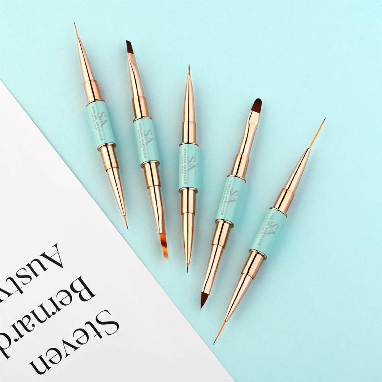 5 PCS Double-Sided Liner Brush and 3D Art Set Teal 💕
