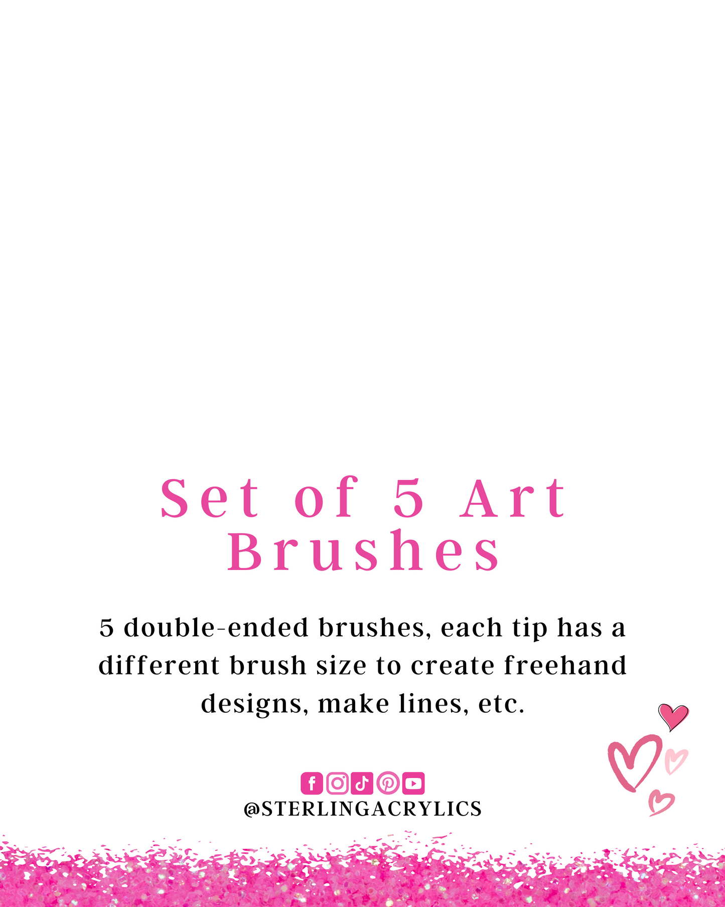 5 PCS Double-Sided Liner Brush and 3D Art Set White & Gold💕